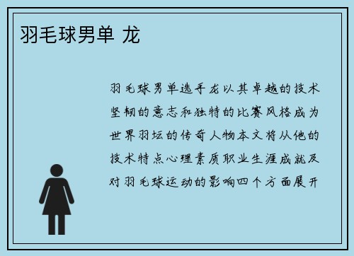 羽毛球男单 龙